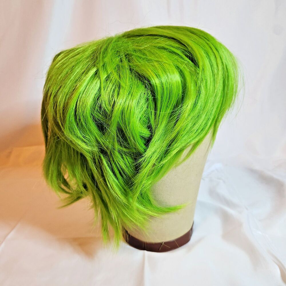 Bright Green Short Cosplay Wig With Bangs Anime Halloween Costume Adult - Picture 4 of 5